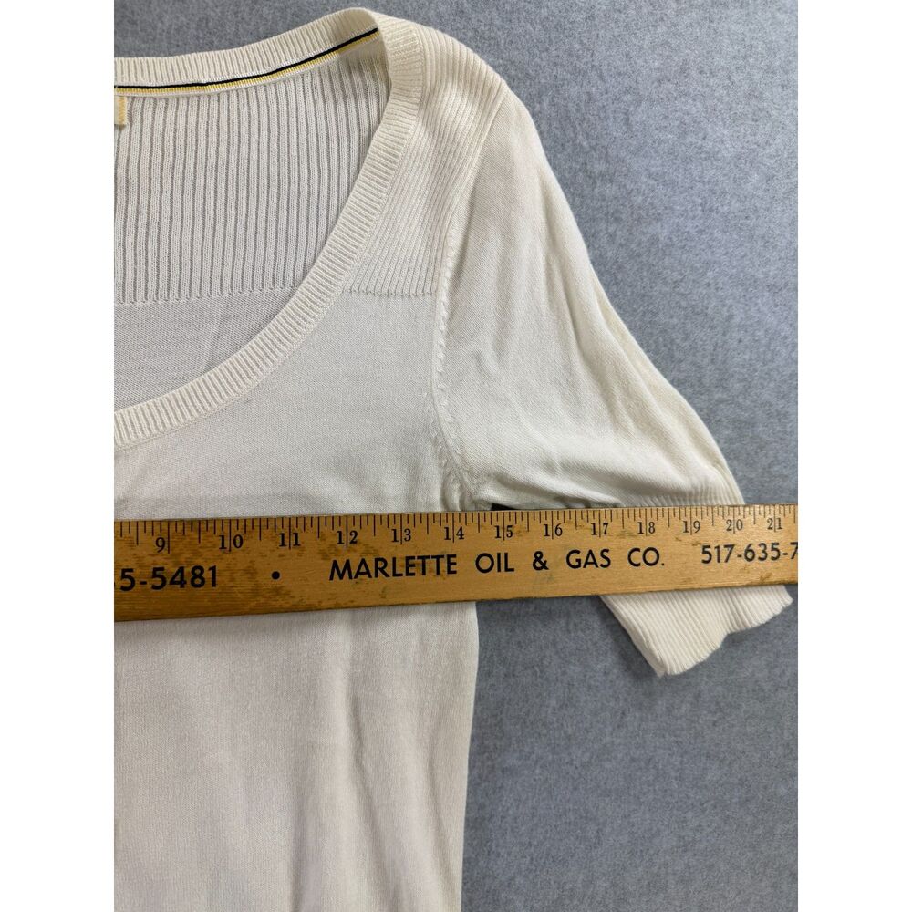 Old Navy Women’s Medium Ivory Button Front Short Sleeve Cardigan Sweater 3169 - Picture 4 of 7